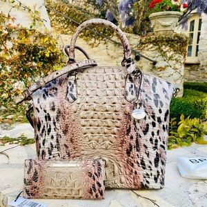 NWT Brahmin Leopard LG Duxbury Satchel&wallet